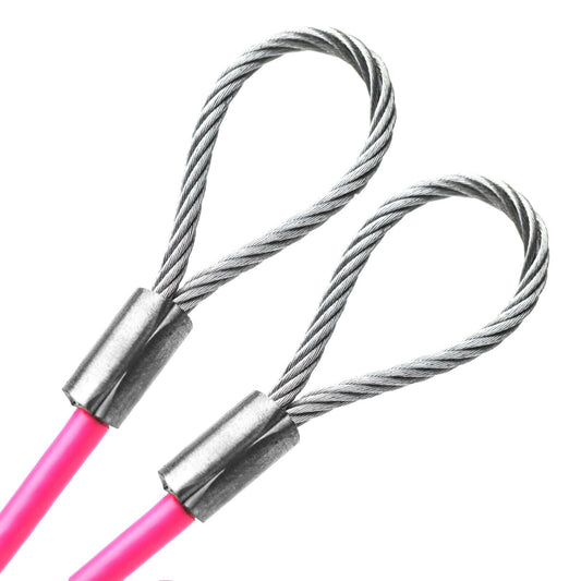 6-100in Order To Size 1/4 Galvanized Steel Cable PINK Vinyl Coated To 3/16 Made To Order In USA