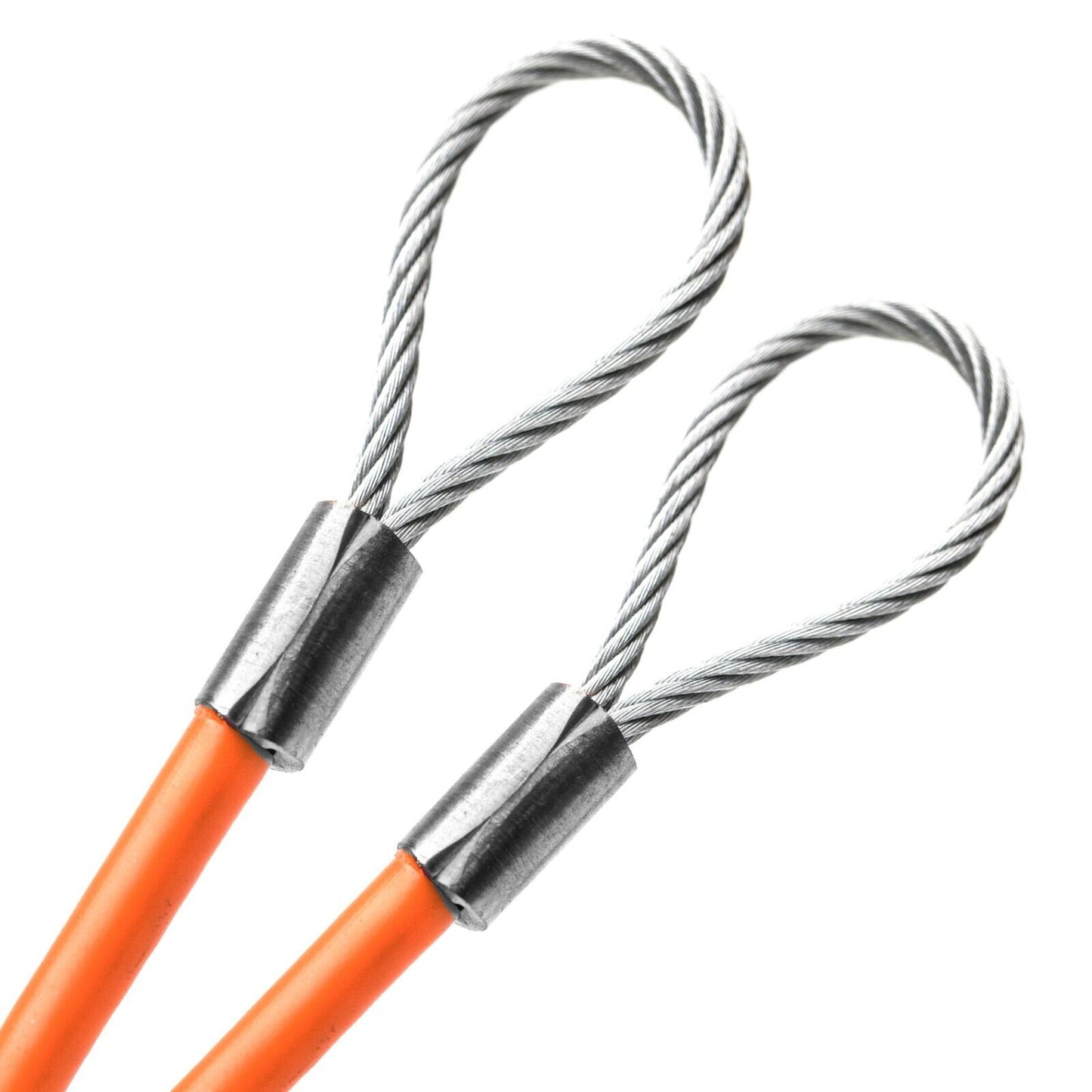 49ft Order To Size 1/4 Galvanized Steel Cable ORANGE Vinyl Coated To 3/16 With Loop Size Made To Order In USA