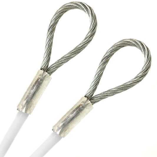 99ft Order To Size 1/4 Galvanized Steel Cable WHITE Vinyl Coated To 3/16 With Loop Size Made To Order In USA
