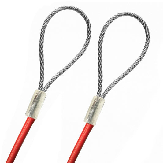 93ft Order To Size 1/4 Galvanized Steel Cable RED Vinyl Coated To 3/16 With Loop Size Made To Order In USA
