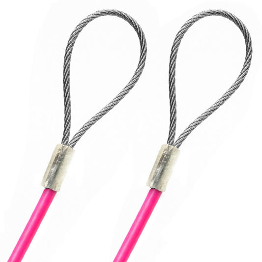 6-100in Order To Size 1/16 Galvanized Steel Cable PINK Vinyl Coated To 1/8 Made To Order In USA