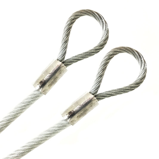 101-200ft MADE TO ORDER - VINYL COATED TO 1/4in -PREMIUM 304 GRADE - STAINLESS STEEL 7x19 BRAIDED 1/8 core WIRE CABLE STAINLESS STEEL SLEEVED LOOP ENDS