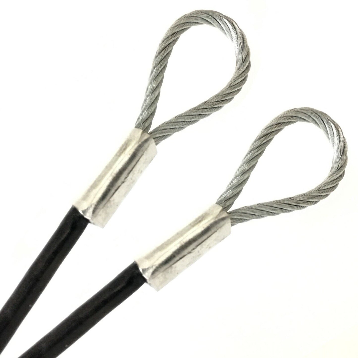 18ft Order To Size 1/4 Galvanized Steel Cable BLACK Vinyl Coated To 3/16 With Loop Size Made To Order In USA