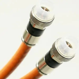 Phat Satellite - 3GHz Direct Burial Underground RG6 Coaxial Cable, Tri-Shield Coax, Gel Coated Braids, Weather Boot Compression Connectors, Satellite Approved, Made in USA (150 to 200 feet, Orange)