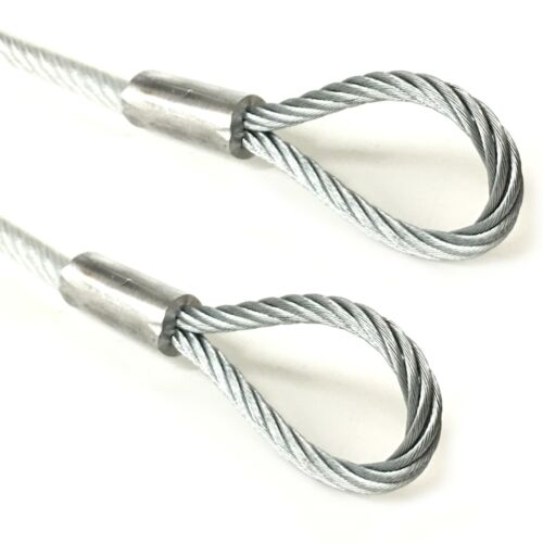 201-300in MADE TO ORDER -MARINE GRADE- STAINLESS STEEL 7x7 BRAIDED 1/16 WIRE CABLE STAINLESS STEEL SLEEVED LOOP ENDS
